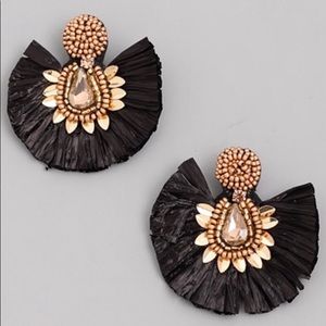Odessa raffia fan earrings